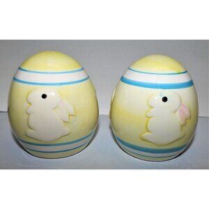 Set of two ceramic eggs with bunnies, Spring, Easter, Decor, rabbit